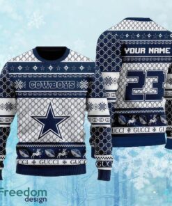 Custom Number And Name NFL Dallas Cowboys Christmas Ugly Christmas Sweater Gift For Men And Women