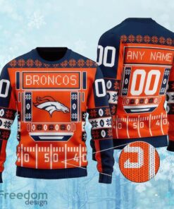 Custom Number And Name NFL Denver Broncos Christmas Knitted Christmas 3D Sweater Gift For Men And Women