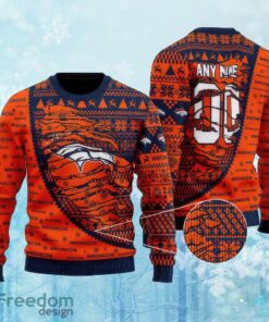 Custom Number And Name NFL Denver Broncos  Knitted Christmas Sweater AOP Gift Holidays