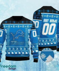 Custom Number And Name NFL Detroit Lions Christmas Knitted Christmas Sweater Gift For Adult
