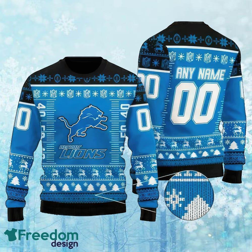 Custom Number And Name NFL Detroit Lions Christmas Knitted Christmas Sweater Gift For Adult image Custom Number And Name NFL Detroit Lions Christmas Knitted Christmas Sweater Gift For Adult - Custom Number And Name NFL Detroit Lions Christmas Knitted Christmas Sweater Gift For Adult