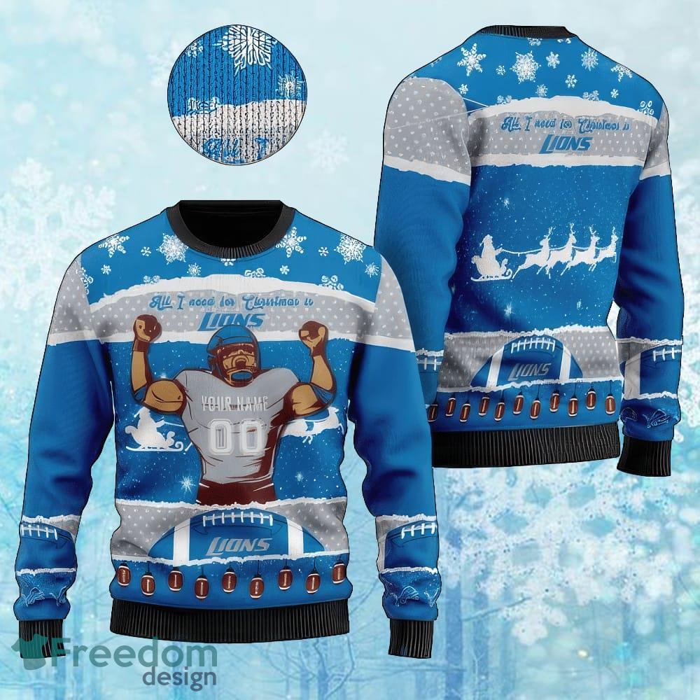 Custom Number And Name NFL Detroit Lions Christmas Knitted Xmas Sweater AOP Gift Holidays image Custom Number And Name NFL Detroit Lions Christmas Knitted Xmas Sweater AOP Gift Holidays - Custom Number And Name NFL Detroit Lions Christmas Knitted Xmas Sweater AOP Gift Holidays