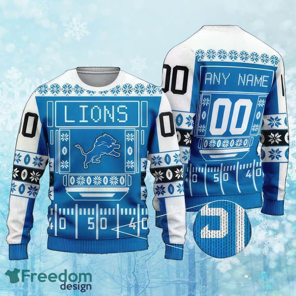 Custom Number And Name NFL Detroit Lions Christmas Ugly Sweater AOP Gift For Christmas image Custom Number And Name NFL Detroit Lions Christmas Ugly Sweater AOP Gift For Christmas - Custom Number And Name NFL Detroit Lions Christmas Ugly Sweater AOP Gift For Christmas