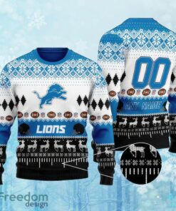 Custom Number And Name NFL Detroit Lions Christmas Ugly Sweater Gift For Christmas