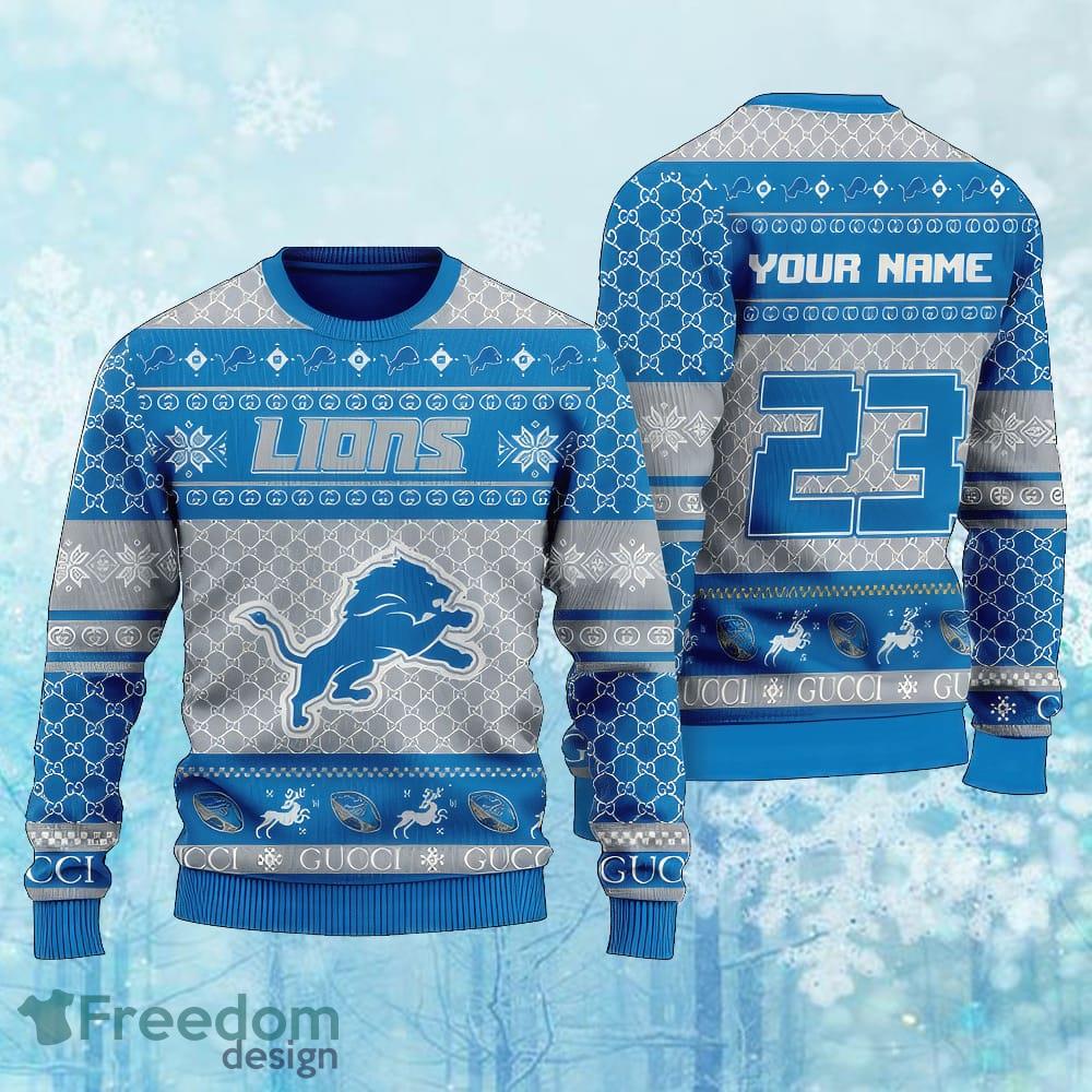 Custom Number And Name NFL Detroit Lions Knitted Christmas Sweater Gift For Adult image Custom Number And Name NFL Detroit Lions Knitted Christmas Sweater Gift For Adult - Custom Number And Name NFL Detroit Lions Knitted Christmas Sweater Gift For Adult