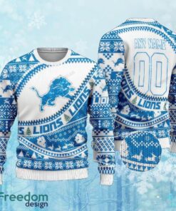 Custom Number And Name NFL Detroit Lions Ugly Xmas Sweater Gift For Men And Women