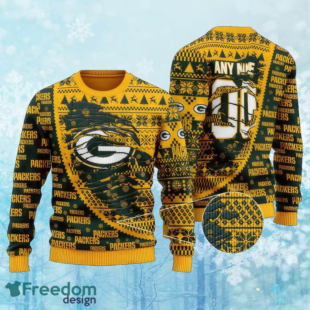 Custom Number And Name NFL Green Bay Packers Christmas Knitted Christmas Sweater Gift For Men And Women image Custom Number And Name NFL Green Bay Packers Christmas Knitted Christmas Sweater Gift For Men And Women - Custom Number And Name NFL Green Bay Packers Christmas Knitted Christmas Sweater Gift For Men And Women