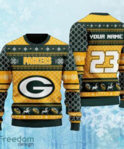 Custom Number And Name NFL Green Bay Packers Christmas Ugly Christmas Sweater AOP Gift For Men And Women