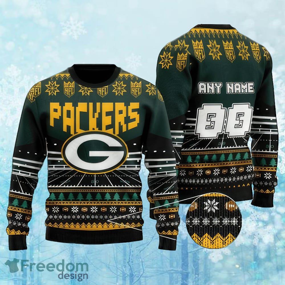 Custom Number And Name NFL Green Bay Packers Christmas Ugly Xmas Sweater Gift Holidays image Custom Number And Name NFL Green Bay Packers Christmas Ugly Xmas Sweater Gift Holidays - Custom Number And Name NFL Green Bay Packers Christmas Ugly Xmas Sweater Gift Holidays
