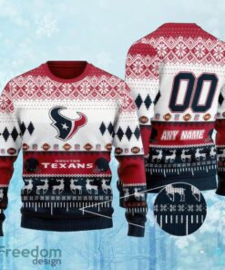 Custom Number And Name NFL Houston Texans Christmas Knitted Christmas Sweater AOP Gift For Adult