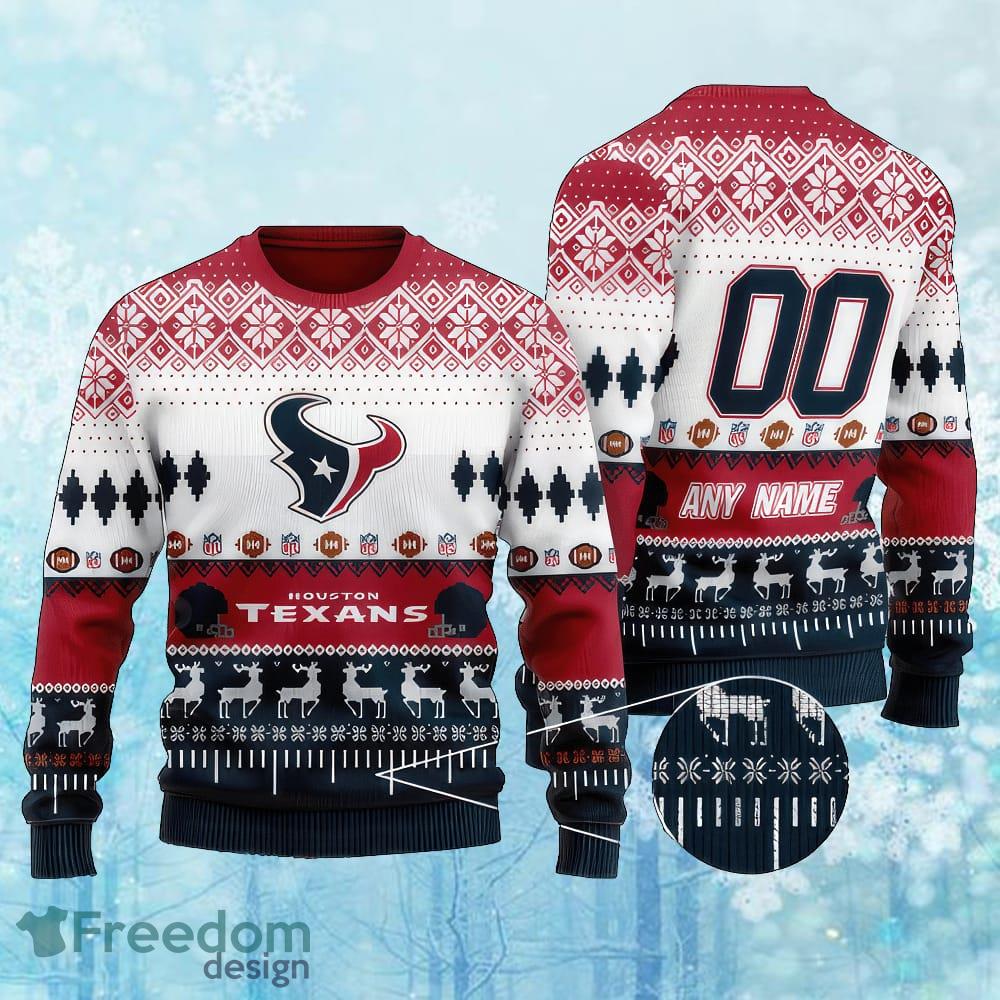 Custom Number And Name NFL Houston Texans Christmas Knitted Christmas Sweater AOP Gift For Adult image Custom Number And Name NFL Houston Texans Christmas Knitted Christmas Sweater AOP Gift For Adult - Custom Number And Name NFL Houston Texans Christmas Knitted Christmas Sweater AOP Gift For Adult