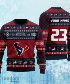 Custom Number And Name NFL Houston Texans Christmas Knitted Christmas Sweater Gift For Men And Women
