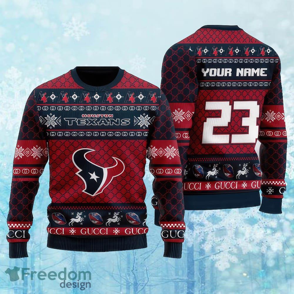 Custom Number And Name NFL Houston Texans Christmas Knitted Christmas Sweater Gift For Men And Women image Custom Number And Name NFL Houston Texans Christmas Knitted Christmas Sweater Gift For Men And Women - Custom Number And Name NFL Houston Texans Christmas Knitted Christmas Sweater Gift For Men And Women