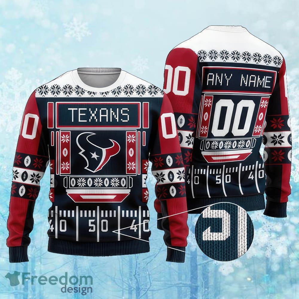 Custom Number And Name NFL Houston Texans Christmas Ugly Christmas 3D Sweater Gift For Men And Women image Custom Number And Name NFL Houston Texans Christmas Ugly Christmas 3D Sweater Gift For Men And Women - Custom Number And Name NFL Houston Texans Christmas Ugly Christmas 3D Sweater Gift For Men And Women