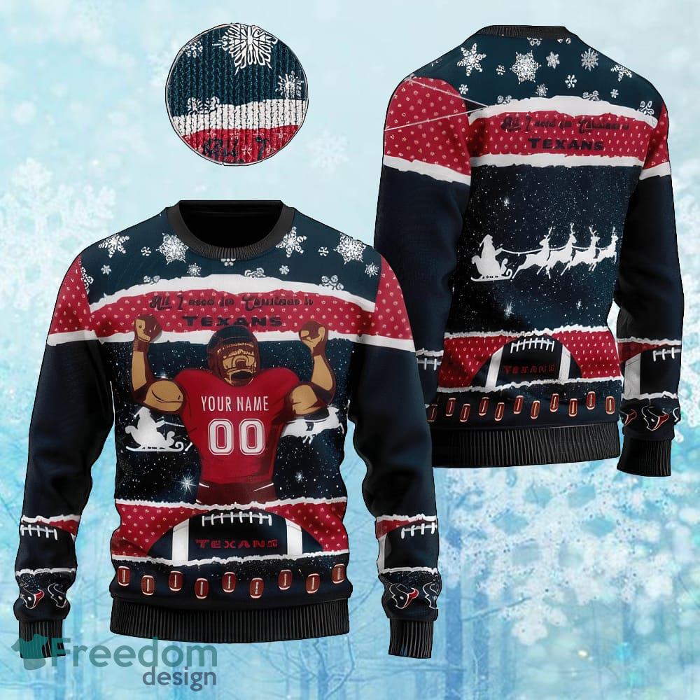 Custom Number And Name NFL Houston Texans Knitted Christmas Sweater AOP Gift For Men And Women image Custom Number And Name NFL Houston Texans Knitted Christmas Sweater AOP Gift For Men And Women - Custom Number And Name NFL Houston Texans Knitted Christmas Sweater AOP Gift For Men And Women