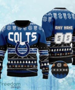 Custom Number And Name NFL Indianapolis Colts Christmas Knitted Xmas 3D Sweater Gift Holidays