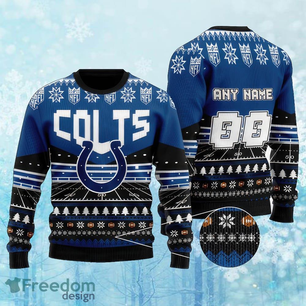 Custom Number And Name NFL Indianapolis Colts Christmas Knitted Xmas 3D Sweater Gift Holidays image Custom Number And Name NFL Indianapolis Colts Christmas Knitted Xmas 3D Sweater Gift Holidays - Custom Number And Name NFL Indianapolis Colts Christmas Knitted Xmas 3D Sweater Gift Holidays
