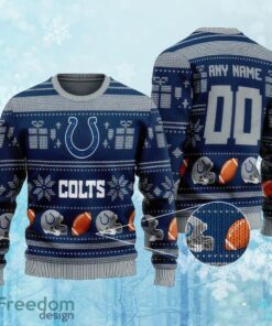 Custom Number And Name NFL Indianapolis Colts Christmas Ugly Xmas Sweater AOP Gift Holidays