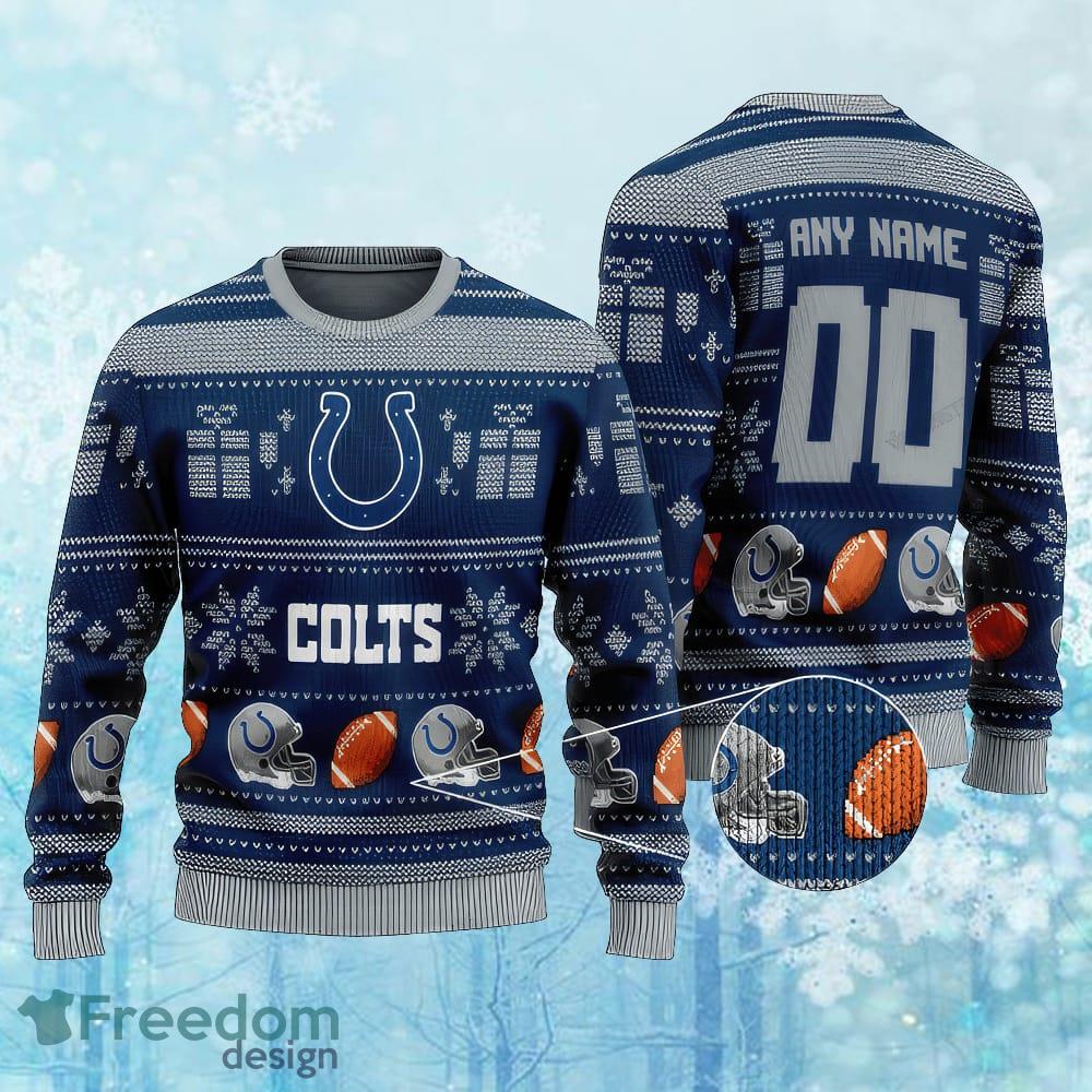 Custom Number And Name NFL Indianapolis Colts Christmas Ugly Xmas Sweater AOP Gift Holidays image Custom Number And Name NFL Indianapolis Colts Christmas Ugly Xmas Sweater AOP Gift Holidays - Custom Number And Name NFL Indianapolis Colts Christmas Ugly Xmas Sweater AOP Gift Holidays