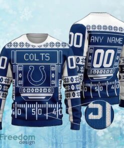 Custom Number And Name NFL Indianapolis Colts Christmas Ugly Xmas Sweater Gift Holidays