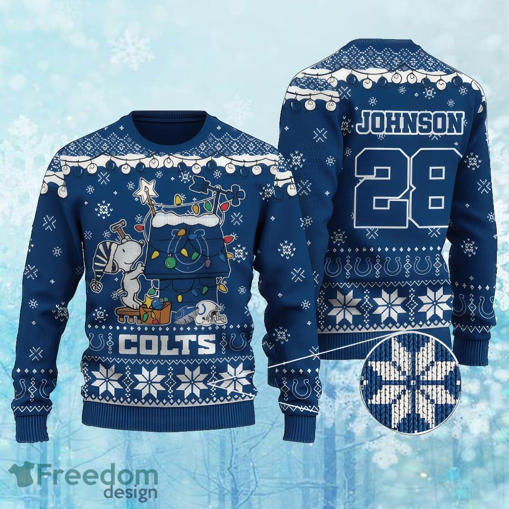 Custom Number And Name NFL Indianapolis Colts Knitted Christmas Sweater Gift For Men And Women image Custom Number And Name NFL Indianapolis Colts Knitted Christmas Sweater Gift For Men And Women - Custom Number And Name NFL Indianapolis Colts Knitted Christmas Sweater Gift For Men And Women