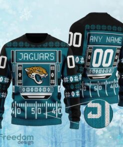 Custom Number And Name NFL Jacksonville Jaguars Christmas Ugly Christmas Sweater AOP Gift For Adult