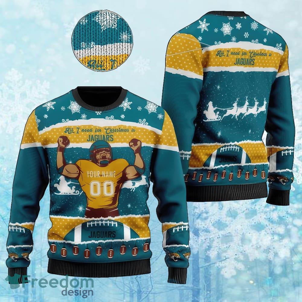 Custom Number And Name NFL Jacksonville Jaguars Christmas Ugly Christmas Sweater Gift For Adult image Custom Number And Name NFL Jacksonville Jaguars Christmas Ugly Christmas Sweater Gift For Adult - Custom Number And Name NFL Jacksonville Jaguars Christmas Ugly Christmas Sweater Gift For Adult