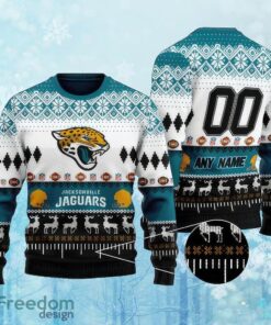 Custom Number And Name NFL Jacksonville Jaguars Christmas Ugly Xmas Sweater Gift Holidays