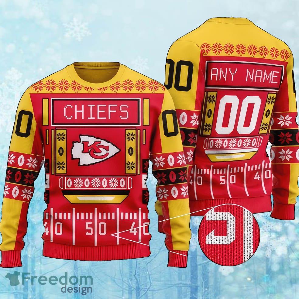Custom Number And Name NFL Kansas City Chiefs Christmas Knitted Christmas 3D Sweater Gift For Adult image Custom Number And Name NFL Kansas City Chiefs Christmas Knitted Christmas 3D Sweater Gift For Adult - Custom Number And Name NFL Kansas City Chiefs Christmas Knitted Christmas 3D Sweater Gift For Adult