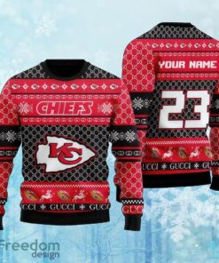 Custom Number And Name NFL Kansas City Chiefs Christmas Knitted Christmas Sweater Gift For Men And Women