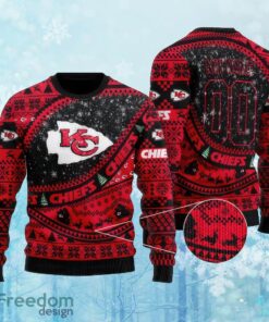 Custom Number And Name NFL Kansas City Chiefs Christmas Knitted Xmas Sweater Gift Holidays