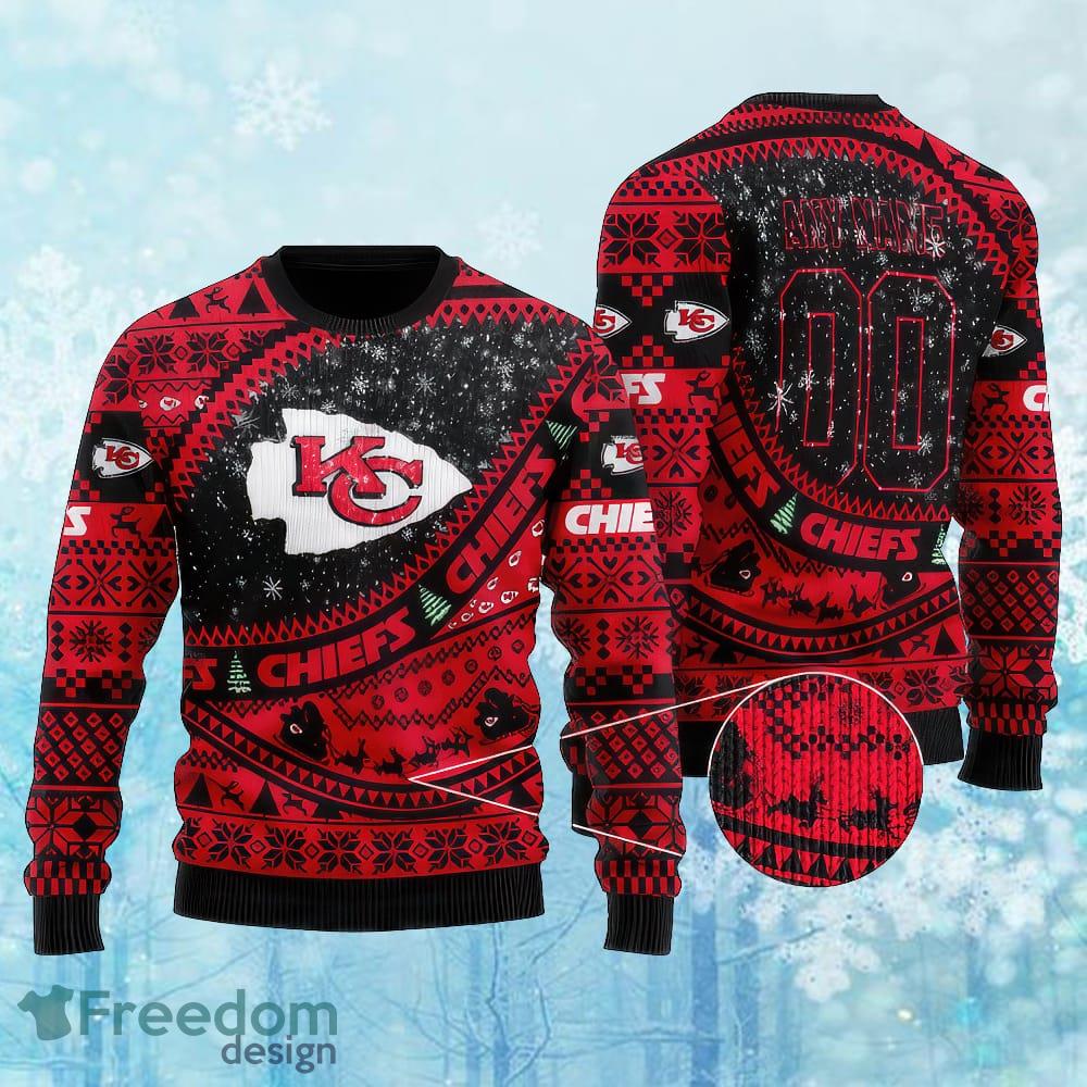 Custom Number And Name NFL Kansas City Chiefs Christmas Knitted Xmas Sweater Gift Holidays image Custom Number And Name NFL Kansas City Chiefs Christmas Knitted Xmas Sweater Gift Holidays - Custom Number And Name NFL Kansas City Chiefs Christmas Knitted Xmas Sweater Gift Holidays