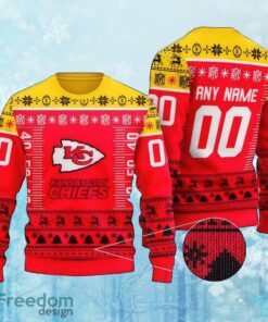 Custom Number And Name NFL Kansas City Chiefs Christmas Ugly Christmas Sweater Gift For Men And Women