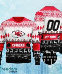 Custom Number And Name NFL Kansas City Chiefs Christmas Ugly Xmas Sweater AOP Gift Holidays