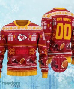 Custom Number And Name NFL Kansas City Chiefs Ugly Christmas Sweater Gift For Men And Women
