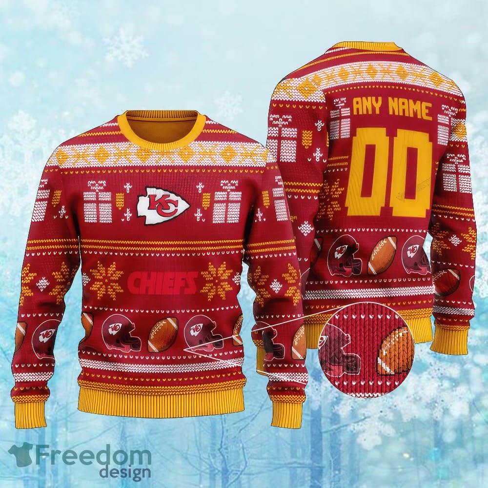Custom Number And Name NFL Kansas City Chiefs Ugly Christmas Sweater Gift For Men And Women image Custom Number And Name NFL Kansas City Chiefs Ugly Christmas Sweater Gift For Men And Women - Custom Number And Name NFL Kansas City Chiefs Ugly Christmas Sweater Gift For Men And Women
