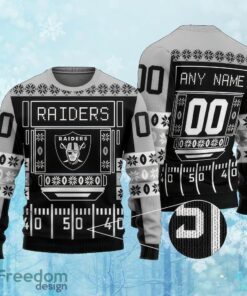 Custom Number And Name NFL Las Vegas Raiders Christmas Knitted Sweater AOP Gift For Christmas