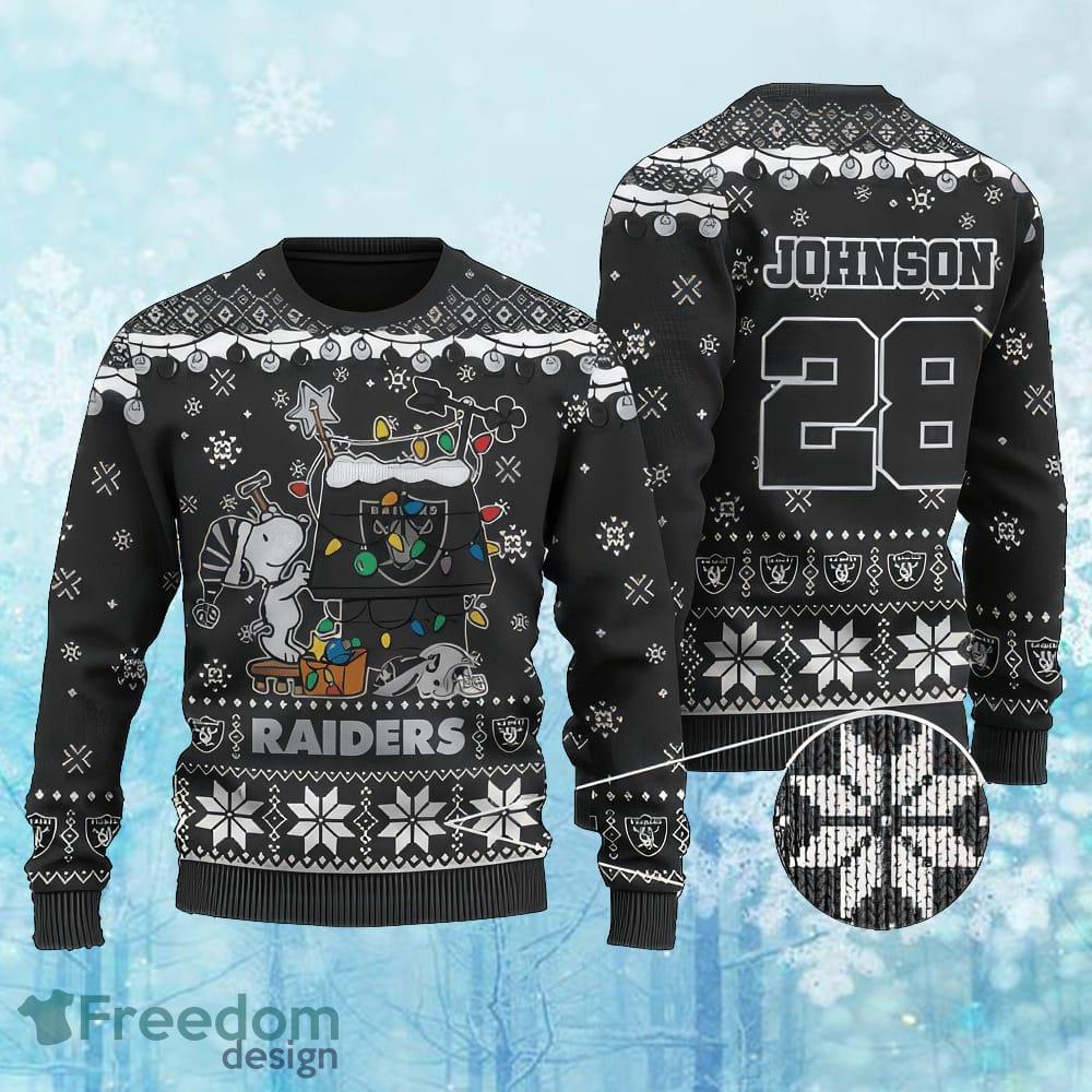 Custom Number And Name NFL Las Vegas Raiders Christmas Knitted Xmas Sweater Gift Holidays image Custom Number And Name NFL Las Vegas Raiders Christmas Knitted Xmas Sweater Gift Holidays - Custom Number And Name NFL Las Vegas Raiders Christmas Knitted Xmas Sweater Gift Holidays