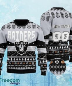 Custom Number And Name NFL Las Vegas Raiders Christmas Ugly 3D Sweater Gift For Christmas