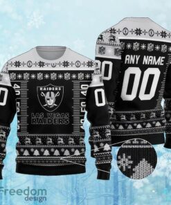 Custom Number And Name NFL Las Vegas Raiders Christmas Ugly Christmas Sweater Gift For Men And Women
