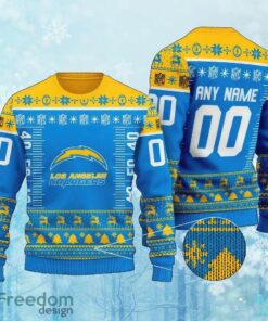 Custom Number And Name NFL Los Angeles Chargers Christmas Knitted Christmas 3D Sweater Gift For Men And Women