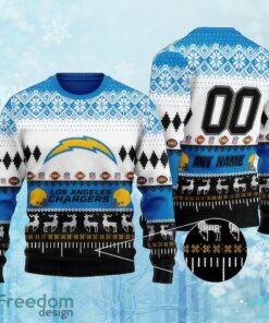 Custom Number And Name NFL Los Angeles Chargers Christmas Ugly Sweater Gift For Christmas