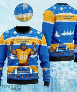 Custom Number And Name NFL Los Angeles Chargers  Knitted Xmas Sweater AOP Gift Holidays