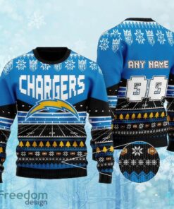Custom Number And Name NFL Los Angeles Chargers Ugly Christmas Sweater Gift For Men And Women