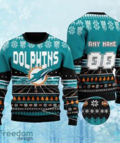 Custom Number And Name NFL Miami Dolphins Christmas Knitted Christmas Sweater Gift For Men And Women