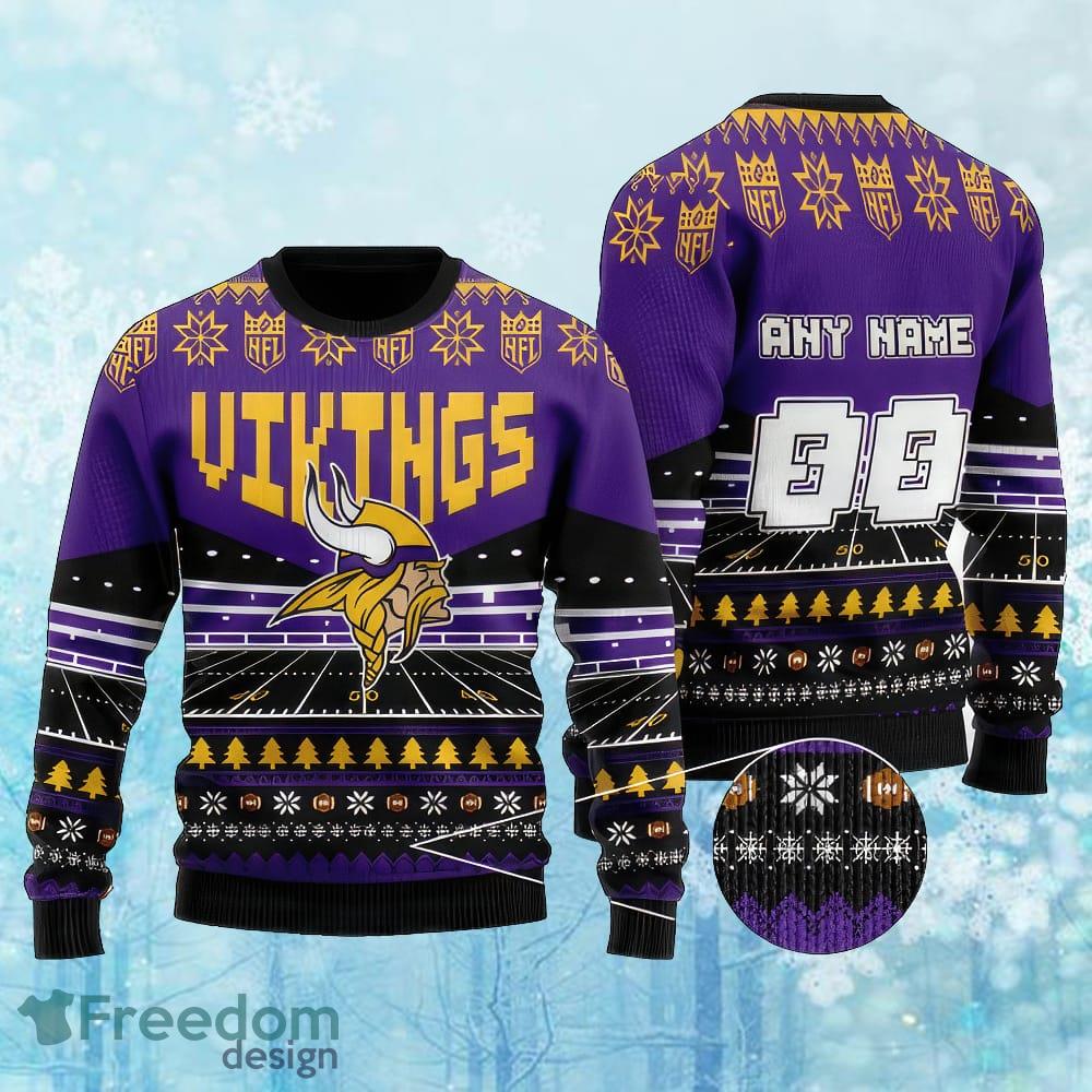 Custom Number And Name NFL Minnesota Vikings Christmas Knitted Christmas Sweater AOP Gift For Adult image Custom Number And Name NFL Minnesota Vikings Christmas Knitted Christmas Sweater AOP Gift For Adult - Custom Number And Name NFL Minnesota Vikings Christmas Knitted Christmas Sweater AOP Gift For Adult