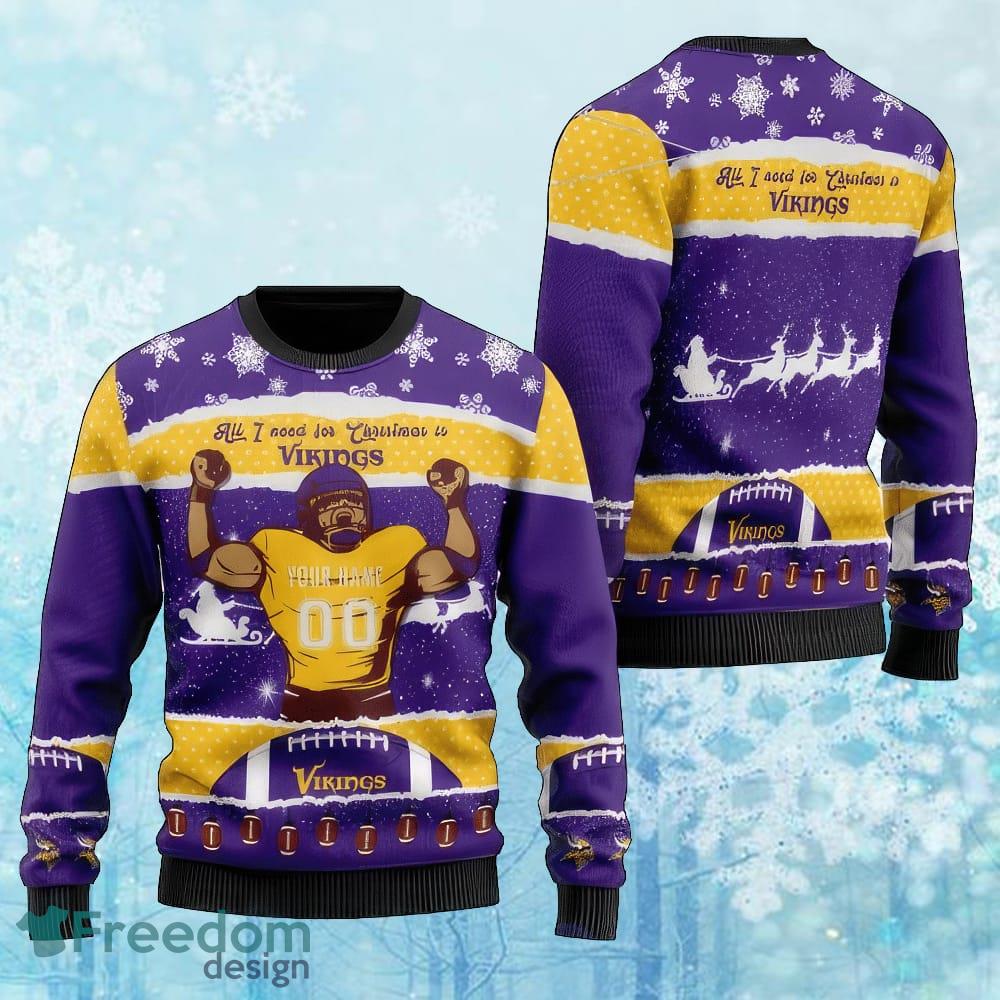 Custom Number And Name NFL Minnesota Vikings Christmas Knitted Xmas Sweater Gift Holidays image Custom Number And Name NFL Minnesota Vikings Christmas Knitted Xmas Sweater Gift Holidays - Custom Number And Name NFL Minnesota Vikings Christmas Knitted Xmas Sweater Gift Holidays