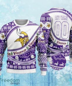 Custom Number And Name NFL Minnesota Vikings Christmas Ugly Christmas Sweater AOP Gift For Men And Women