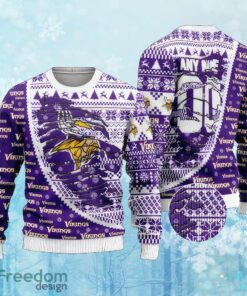 Custom Number And Name NFL Minnesota Vikings Christmas Ugly Christmas Sweater Gift For Adult