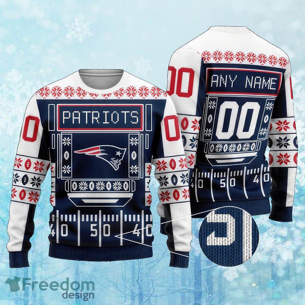 Custom Number And Name NFL New England Patriots Christmas Knitted Christmas Sweater Gift For Men And Women image Custom Number And Name NFL New England Patriots Christmas Knitted Christmas Sweater Gift For Men And Women - Custom Number And Name NFL New England Patriots Christmas Knitted Christmas Sweater Gift For Men And Women